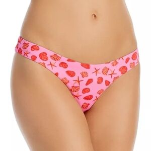 Aqua Pink and Red Lip Print Bikini, Small